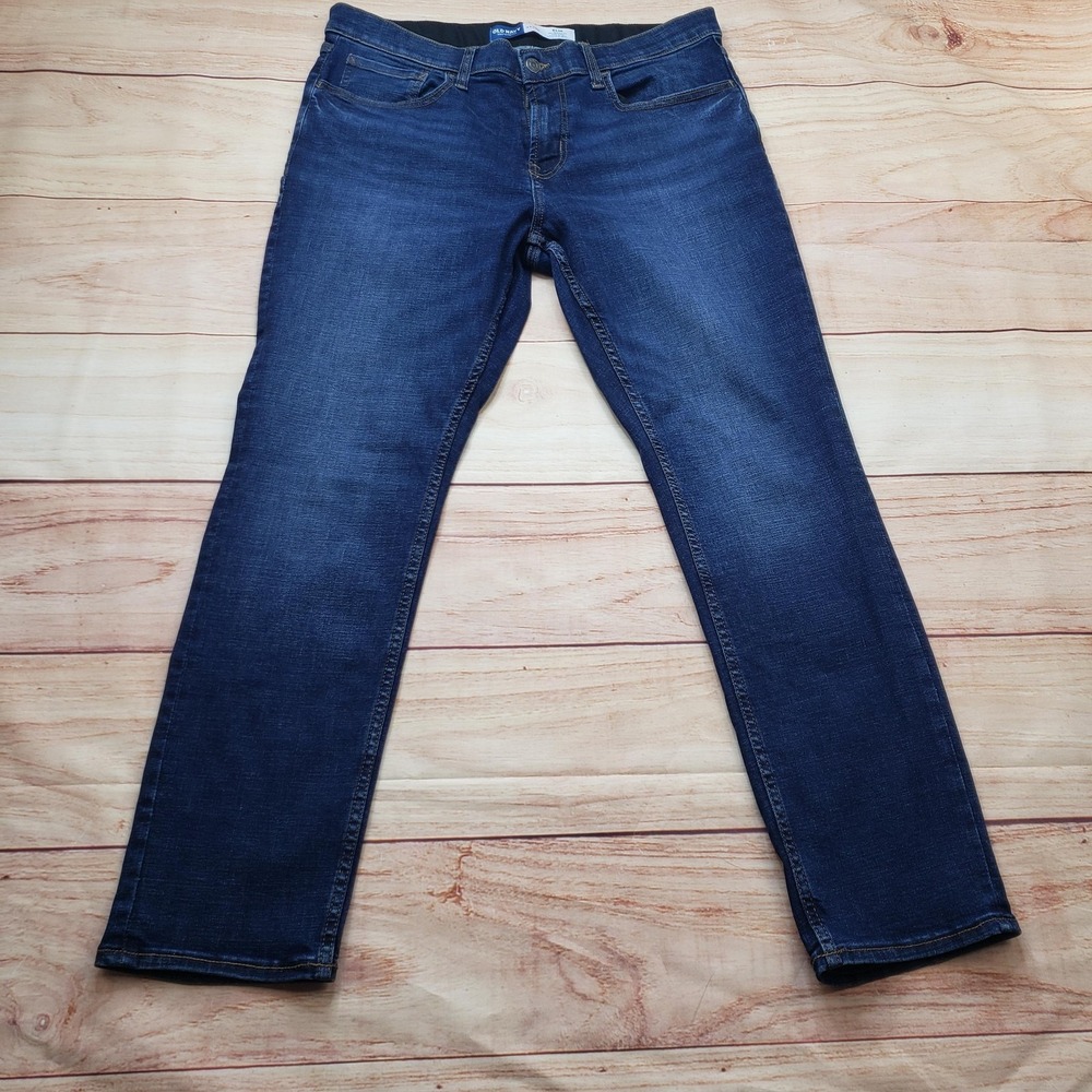 Old Navy Jeans Mens 34x30 Blue Slim Dark Wash Stretch Zip Fly Denim Pants